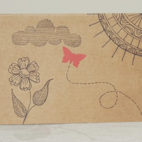 Whimsical Zen Doodle Butterfly Garden Blank Note Cards, Set of 4 with envelopes - Picture 4 of 5